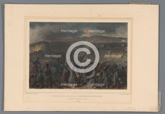 Building the pithead, 1832, (1833).  Creator: Auguste Raffet.