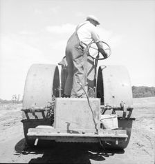Building the road to the community factory, Hightstown, New Jersey, 1936. Creator: Dorothea Lange
