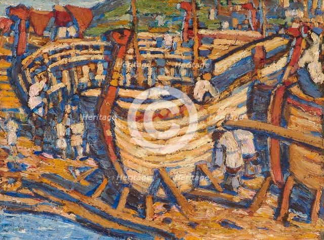 Building the Ships. Study, 1903. Artist: Roerich, Nicholas (1874-1947)