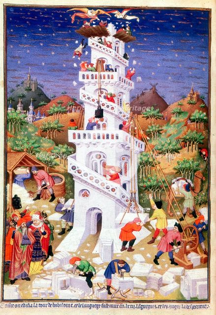 Building the Tower of Babel, 1430-1440. Creator: Master of the Munich Golden Legend.