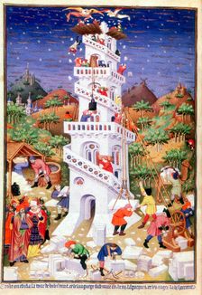 Building the Tower of Babel, 1430-1440. Creator: Master of the Munich Golden Legend