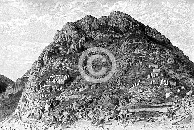 Buildings of the Incas on the Cerro De Las Carceles at Ollantaytambo, Peru, 1895. Artist: Unknown