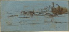 Buildings on a River Bank [verso]. Creator: Master of the Blue Landscapes