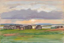 Buildings on the beach (Muonio), 1929. Creator: Eero Jarnefelt