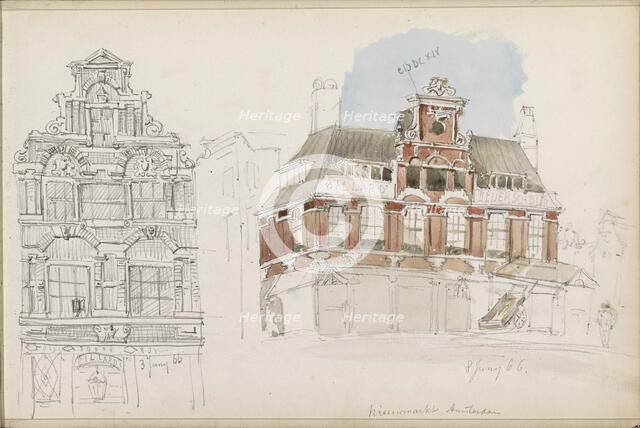 Buildings on the Nieuwmarkt in Amsterdam, 1866. Creator: Isaac Gosschalk.