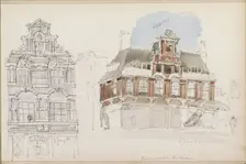 Buildings on the Nieuwmarkt in Amsterdam, 1866. Creator: Isaac Gosschalk