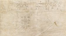 Buildings along the South front of Oatlands Palace, c1550s. Artist: Anthonis van den Wyngaerde