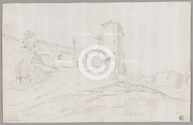 Buildings Amid Ruins in Roman Campagna, n.d. Creator: Guilliam Dujardin.