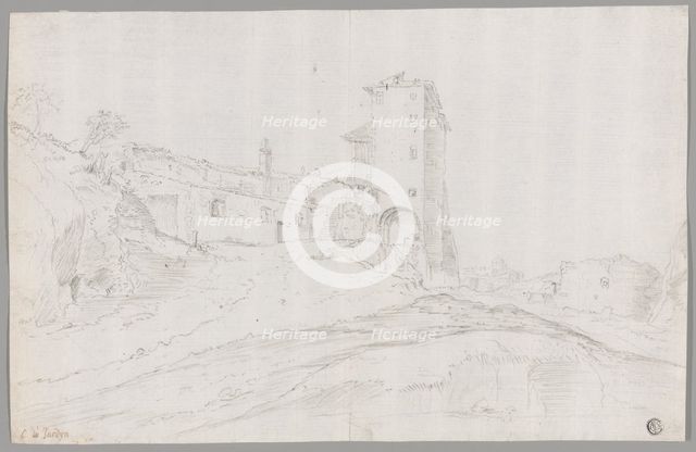 Buildings Amid Ruins in Roman Campagna, n.d. Creator: Guilliam Dujardin.