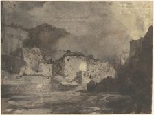 Buildings by Moonlight, c. 1875. Creator: Thomas Moran
