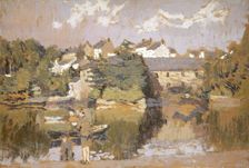 Buildings by a river 1923-1943. Artist: Edward Morland Lewis