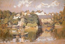 Buildings by a river 1923-1943. Creator: Edward Morland Lewis