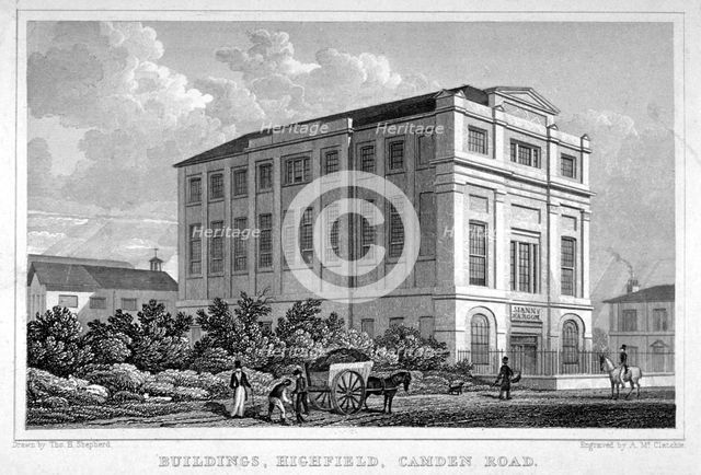 'Buildings, Highfield, Camden Road', St Pancras, London, 1829.                                       Artist: A McClatchie