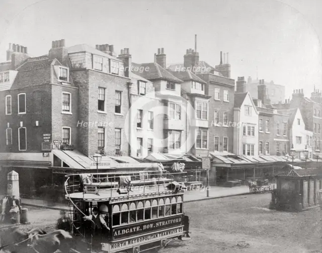 Buildings in Butcher Row, Aldgate High Street, City of London, c1875. Artist: Anon