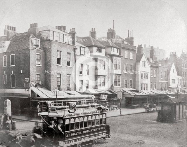 Buildings in Butcher Row, Aldgate High Street, City of London, c1875. Artist: Anon