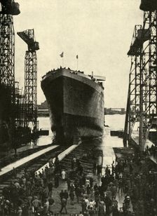 Built in a Belfast Shipyard - The launching of the Edinburgh Castle, a fine ship built recently for Creator: Unknown