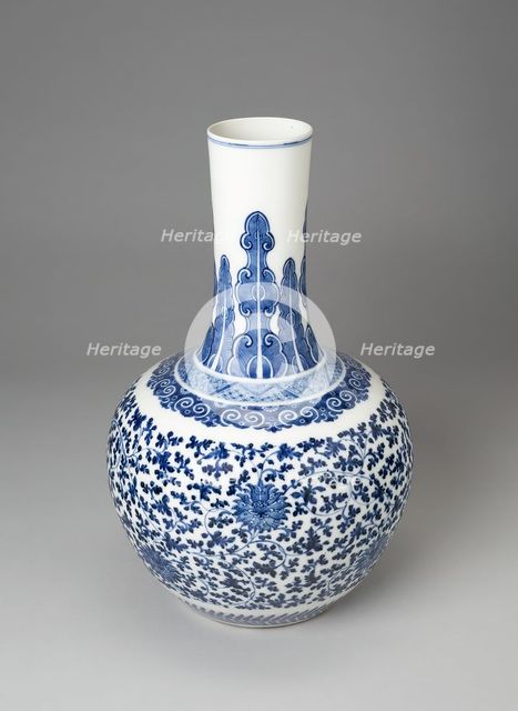 Bulbous Vase with Stylized Vines, Qing dynasty (1644-1911), Yongzheng period (1723-35). Creator: Unknown.