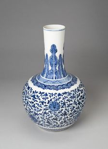 Bulbous Vase with Stylized Vines, Qing dynasty (1644-1911), Yongzheng period (1723-35). Creator: Unknown