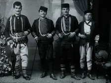 Bulgarian men wearing national dress, early 20th century. Creator: Unknown
