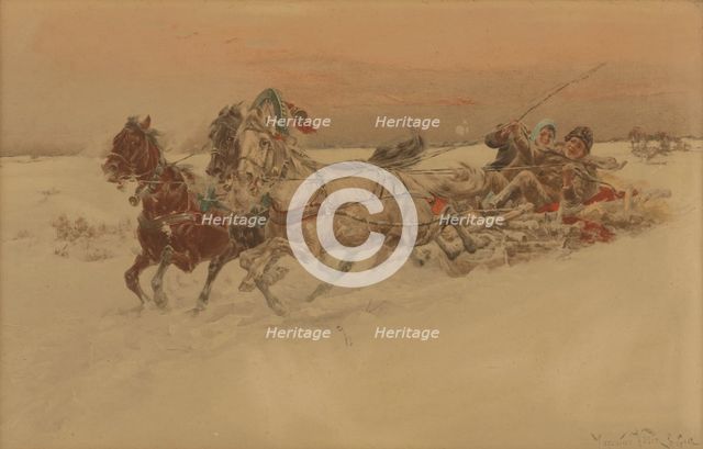 Bulgarian troika, 1895-1900. Creator: Jaroslav Vesin.