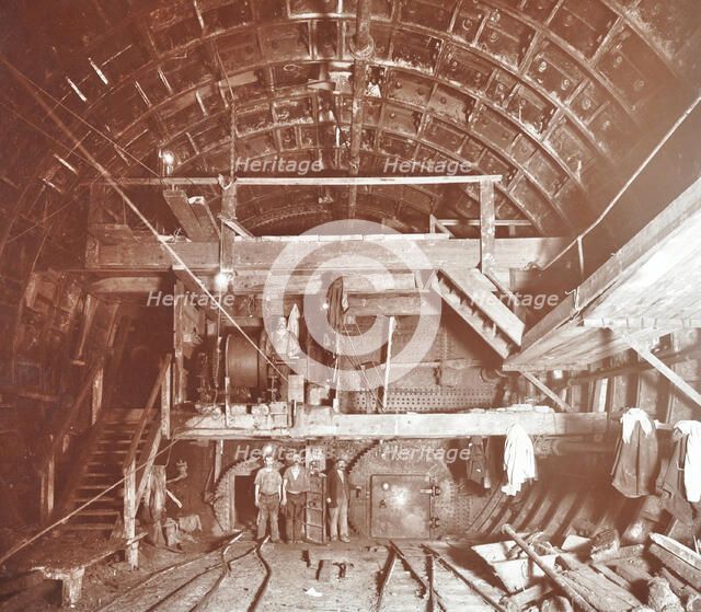 Bulkhead to retain compressed air in Rotherhithe Tunnel, London, October 1906. Artist: Unknown.