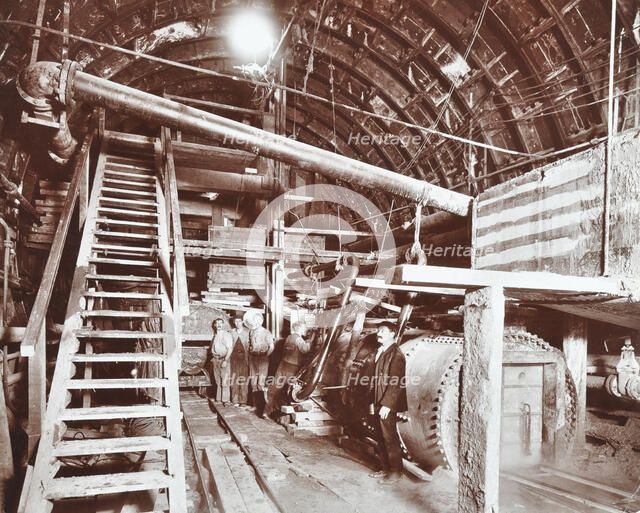 Bulkhead to retain compressed air in the Rotherhithe Tunnel, London, October 1906. Artist: Unknown.