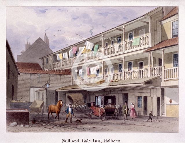 Bull and Gate Inn, Holborn, London, c1850. Artist: Thomas Hosmer Shepherd