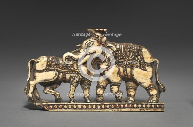Bull and Elephant in Combat, 1500s-1600s. Creator: Unknown.