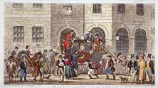 Bull and Mouth Street, City of London, 1825. Artist: Isaac Robert Cruikshank
