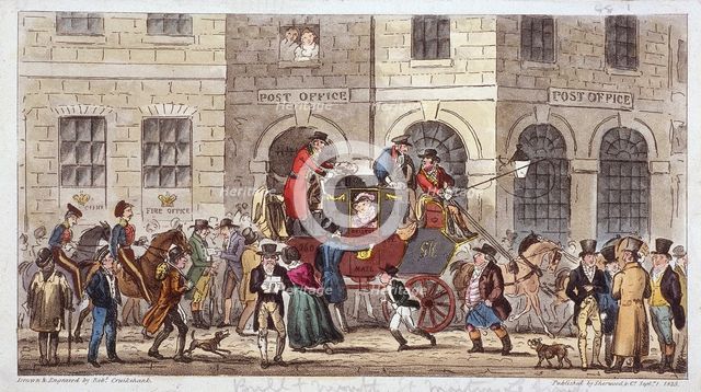 Bull and Mouth Street, City of London, 1825. Artist: Isaac Robert Cruikshank