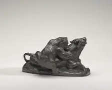 Bull Brought Down by a Bear, model n.d., cast c. 1840/1873. Creator: Antoine-Louis Barye