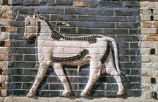 Bull, glazed bricks, Ishtar Gate, Babylon, Iraq. Creator: Vivienne Sharp