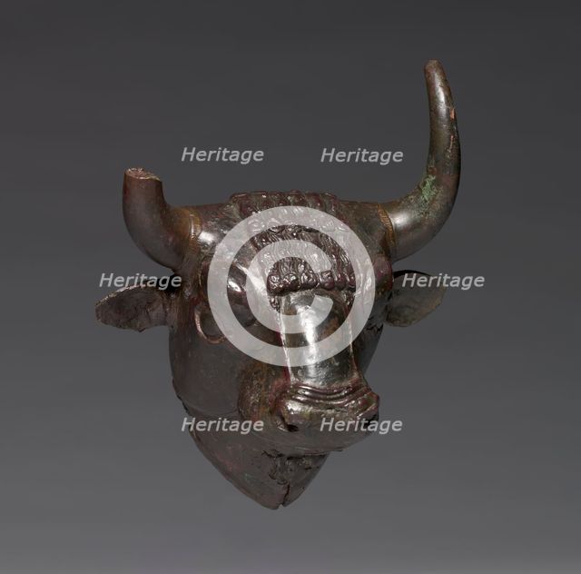 Bull Head Attachment, c. 700-600 BC. Creator: Unknown.