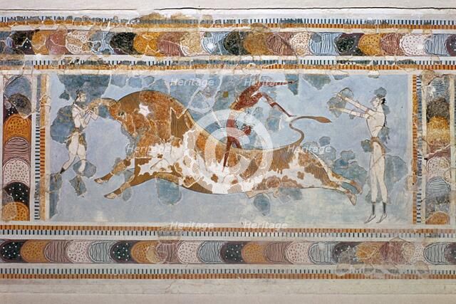 Bull-leaping' fresco from Knossos. Artist: Unknown