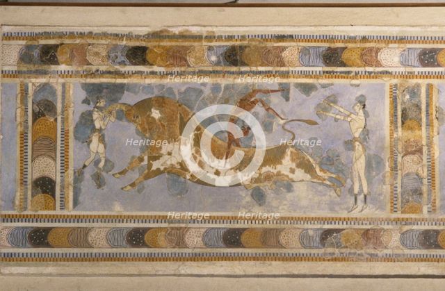 Bull-Leaping (from the Palace Complex of Knossos). Artist: Bronze Age culture  