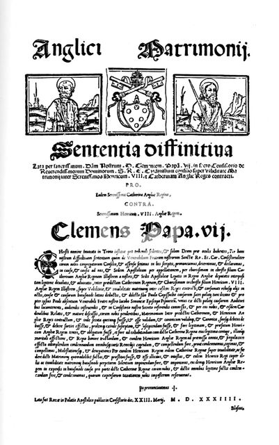 'Bull of Pope Clement VII. Against Henry VIII's Divorce', 1530, (1903). Artist: Unknown.