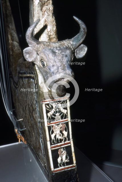 Bull's Head on Sounding Box of Harp, Royal Tombs of Ur, c2500 BC. Artist: Unknown.