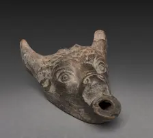 Bull's-head Lamp, 1st Century BC - 1st Century AD. Creator: Unknown