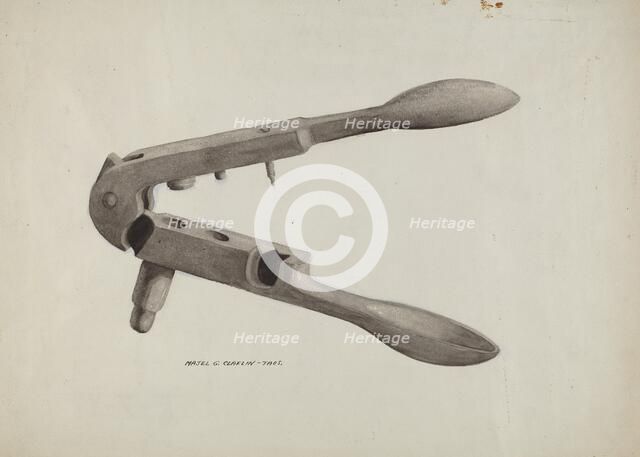 Bullet Mold, c. 1937. Creator: Majel G. Claflin.