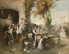 Bulletin Announcing the Peace of Villafranca, 1861-1862. Creator: Induno, Domenico (1815-1878)