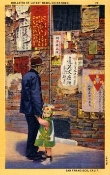 Bulletin of latest news, Chinatown, San Francisco, California, USA, 1932