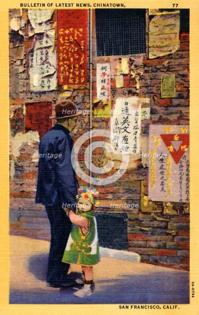 Bulletin of latest news, Chinatown, San Francisco, California, USA, 1932. Artist: Unknown