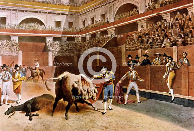 Bullfight in the Plaza Mayor of Madrid, lithography by Blanchard.