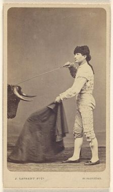 Bullfighter in studio, about 1865. Creator: Juan Laurent