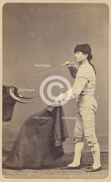 Bullfighter in studio, about 1865. Creator: Juan Laurent.