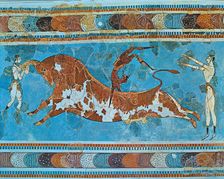 Bullfighting fresco in the palace of Knossos