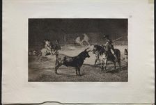 Bullfights: The Celebrated Picador, Fernando del Toro, Draws the Fierce Beast on..., 1876. Creator: Francisco de Goya (Spanish, 1746-1828)