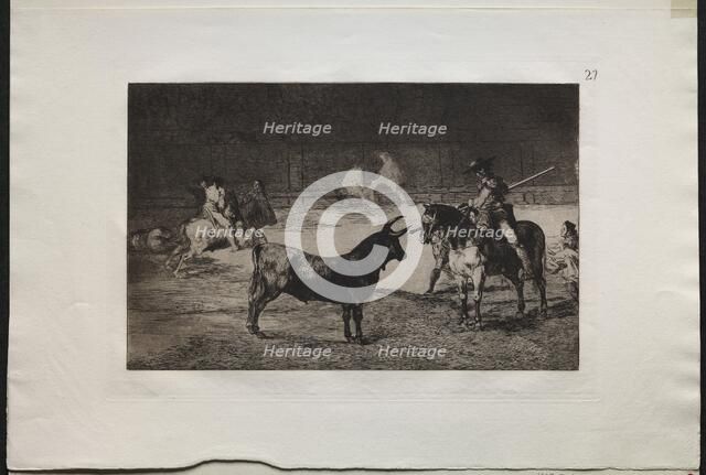 Bullfights: The Celebrated Picador, Fernando del Toro, Draws the Fierce Beast on..., 1876. Creator: Francisco de Goya (Spanish, 1746-1828).
