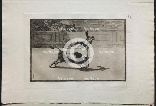 Bullfights: The Agility and Audacity of Juanito Apinani in (the Ring) at Madrid, 1876. Creator: Francisco de Goya (Spanish, 1746-1828).