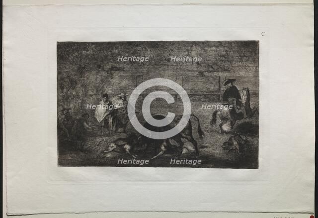 Bullfights: The Dog Let Loose on the Bull, 1876. Creator: Francisco de Goya (Spanish, 1746-1828).